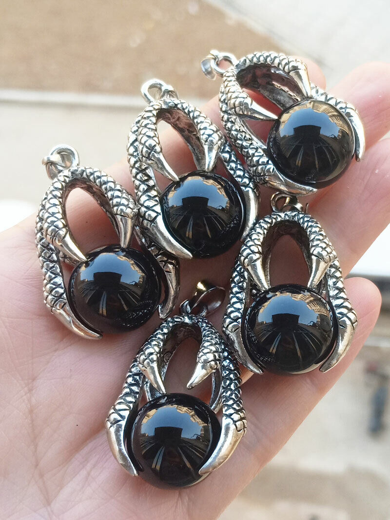 5pcs Obsidian Gems stone Dragon Claw Pendants Chakra Reiki Healing Amulet Unbranded