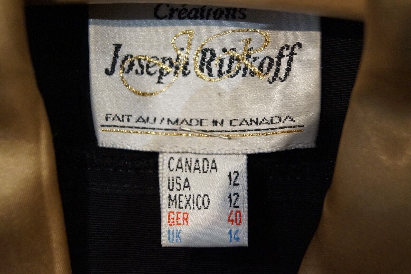 JOSEPH RIBKOFF Black Gold Long Sleeve Jumpsuit Viscose Blend Size UK 14 Joseph Ribkoff - фотография #3