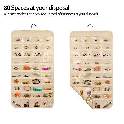 Jewelry Hanging Storage Organizer 80/32 Pockets Holder Earring Display Pouch Bag Wowpartspro Does Not Apply - фотография #3
