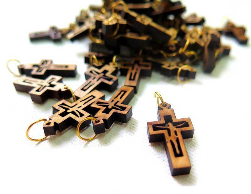  Wood Olive HandMade Cross Pendants Necklace Holy Land Bethlehem Crosses Rosary Без бренда - фотография #4