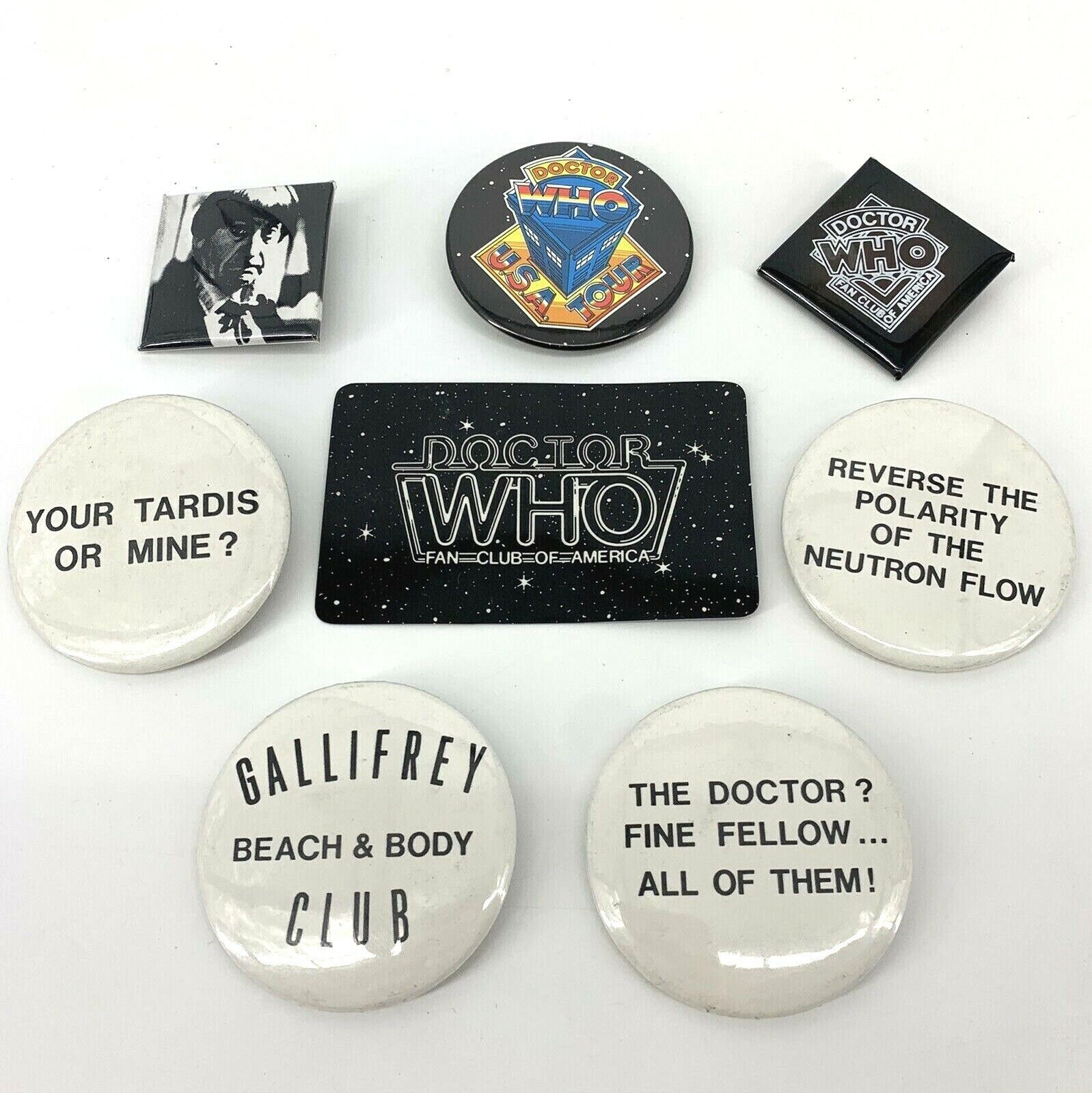 Vintage Dr Who Tom Baker Pin 8 Piece Collectible Lot Fan Club Gift Set  Без бренда