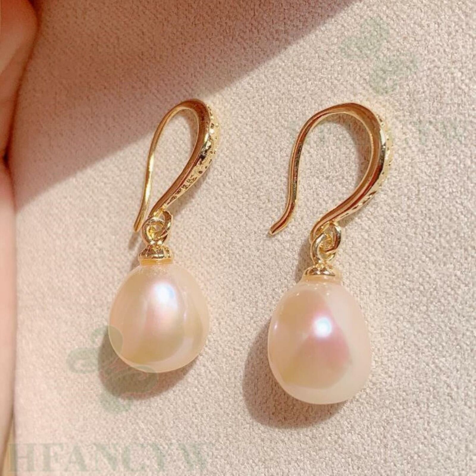 White Baroque Pearl Earring 18k Ear Drop Dangle Hook Cultured Mesmerizing Unbranded 3 - фотография #6
