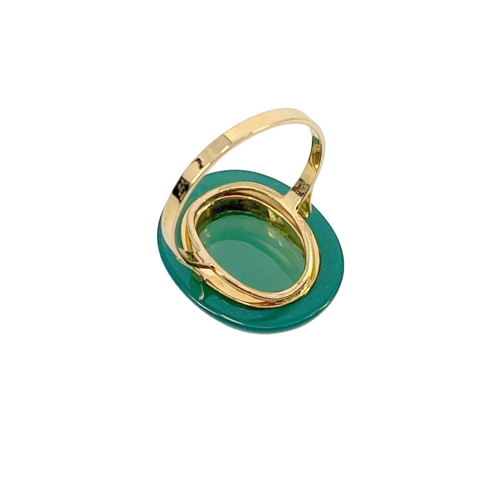New Giovanni APA Green Agate Hand Carved Shell Cameo 18K Yellow Gold 750 Ring 6. Giovanni APA - фотография #5