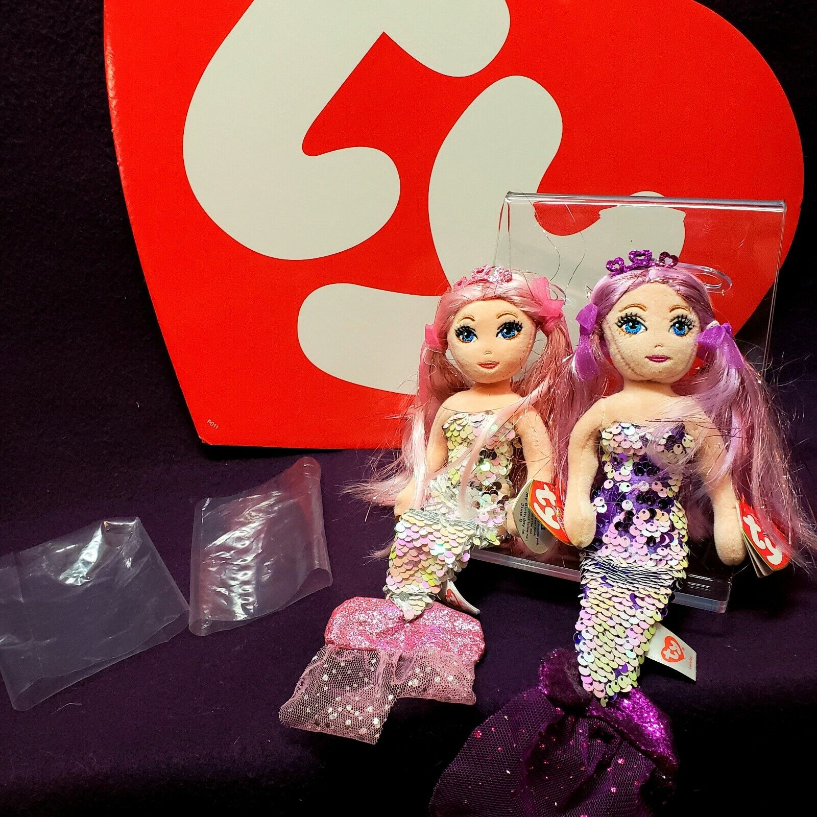 Set of 2: TY Sea Sequins Limited Collection CORA & LORELEI 10" NEW w/ Tags NOS! Ty 02100 & 02101