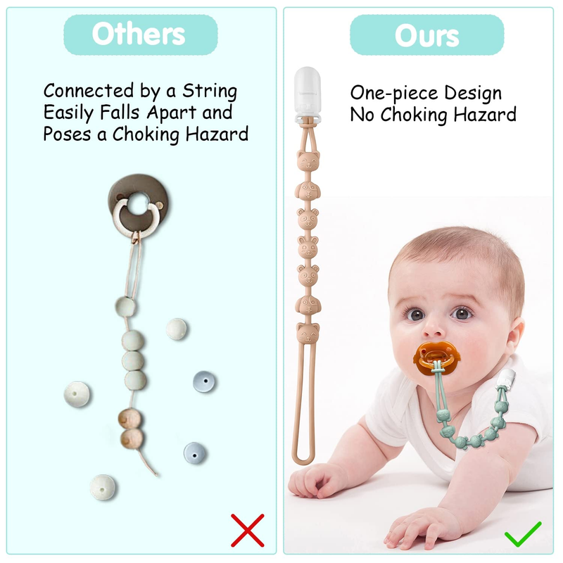 Pacifier Clip for Boys Baby Girls 2 in 1 Silicone Pacifier Holder Clips and Teet Does not apply - фотография #2
