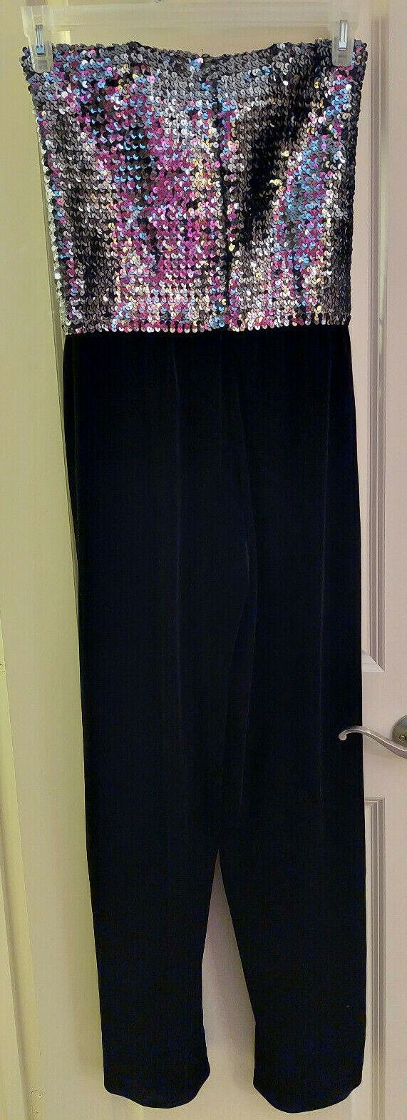 Vintage Onyx Nite Strapless Sequin Velvet Jumpsuit w/Velvet Jacket - Size 12 Onyx Nite - фотография #3