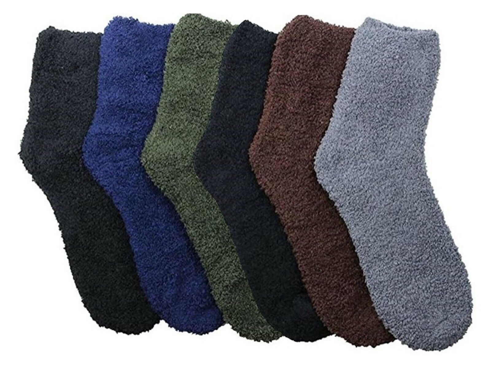 6 Pairs Fuzzy Warm Soft Hospital Crew Plain Cozy Socks Slipper 301PL3 Size 9-11 Unbranded