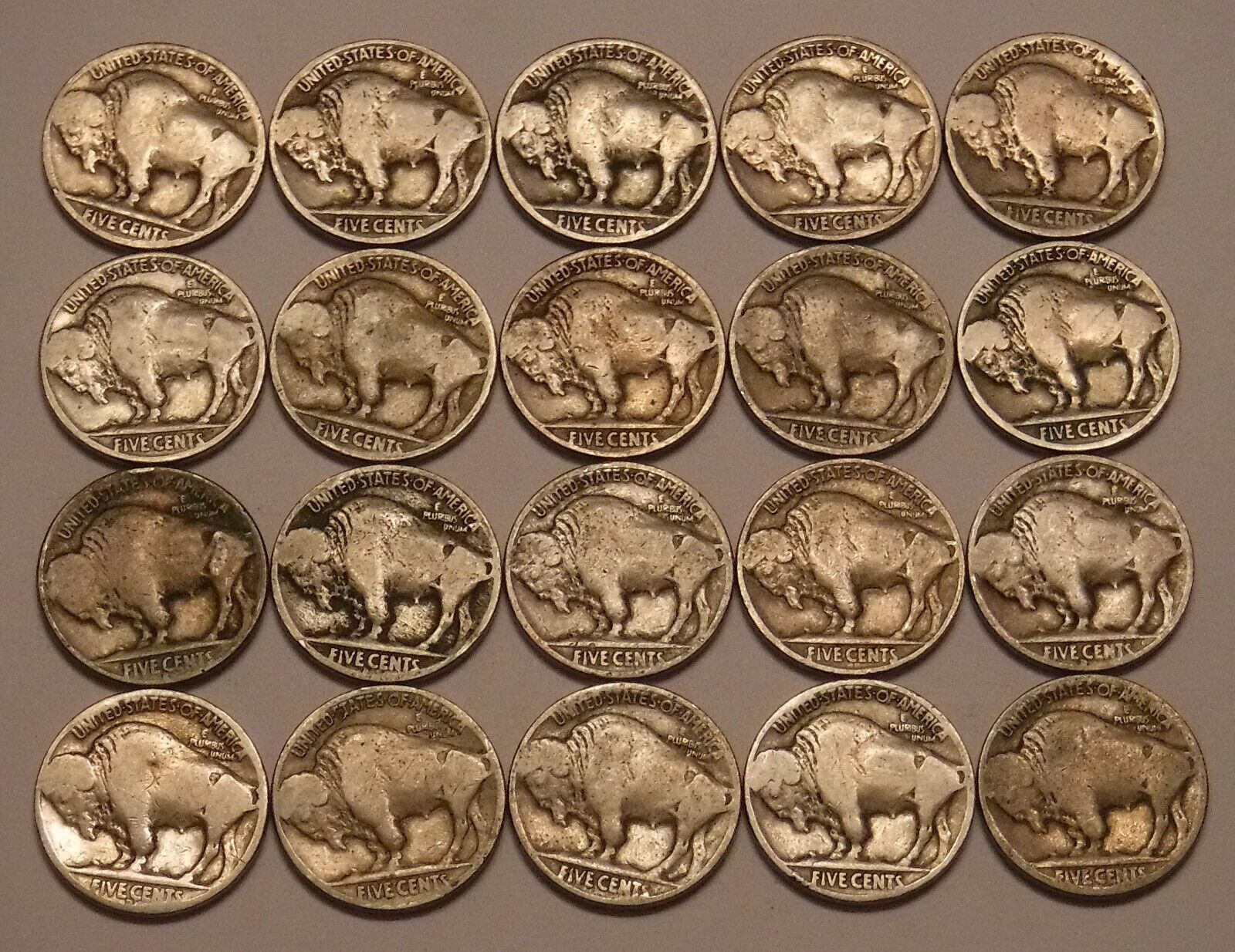 Half Roll of Readable Date Buffalo Nickels--20 Coins in All!! Без бренда - фотография #2