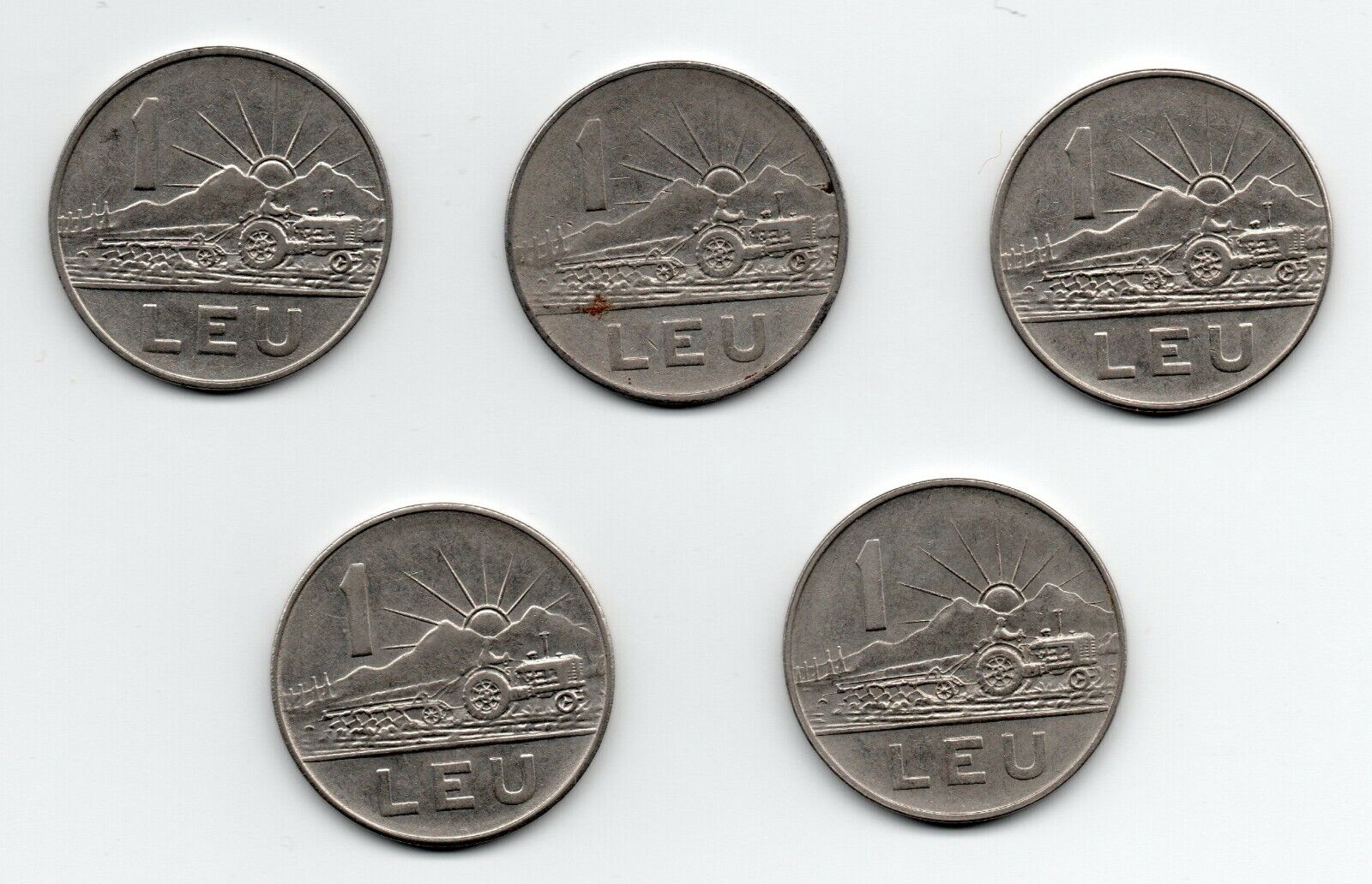 Romania coins LOT (5 x 1 leu) 1966, VF-XF Без бренда