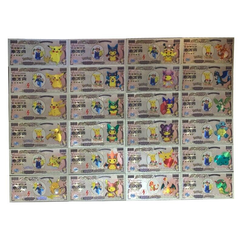 64pcs Gold Pokemon Banknote +34pcs silver Pikachu Eevee Banknote (64+34=98 pcs) Без бренда - фотография #8