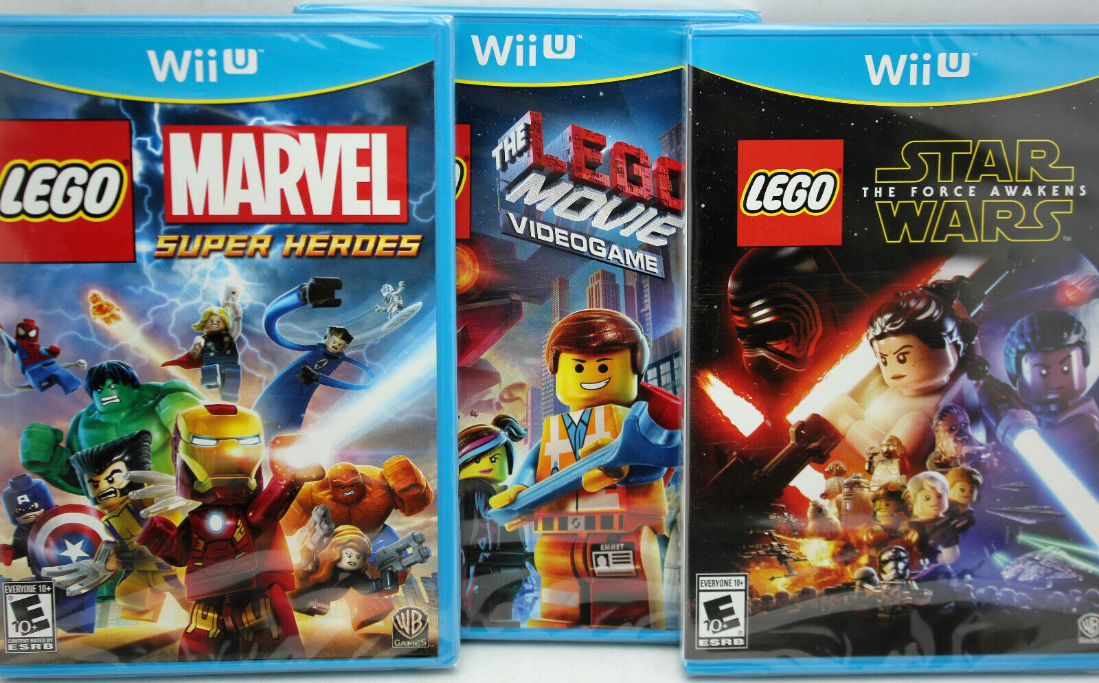 Lot of 3 Nintendo WiiU Wii U Lego Star Wars,Lego Movie and Marvel Super Heroes Без бренда