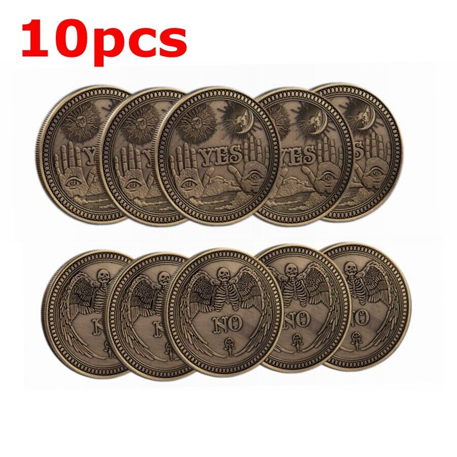 10pcs Yes/No Ouija Gothic Prediction Decision Coin All Seeing Eye or Death Angel Без бренда