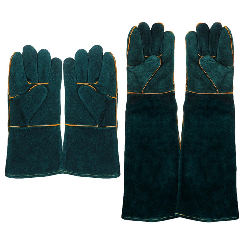  Leather Gloves Animal Handling Dog Cat Scratch Snake Bite Proof Long Mitts Unbranded