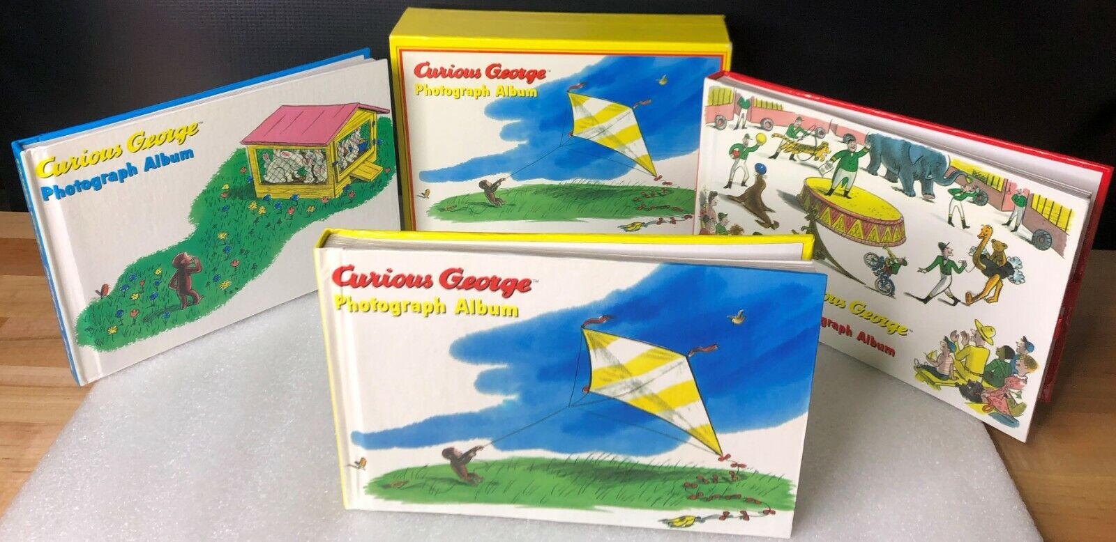 Curious George Photograph Album Baby Kids memories 3 Books & Cover - Never Used Ds Max Does Not Apply