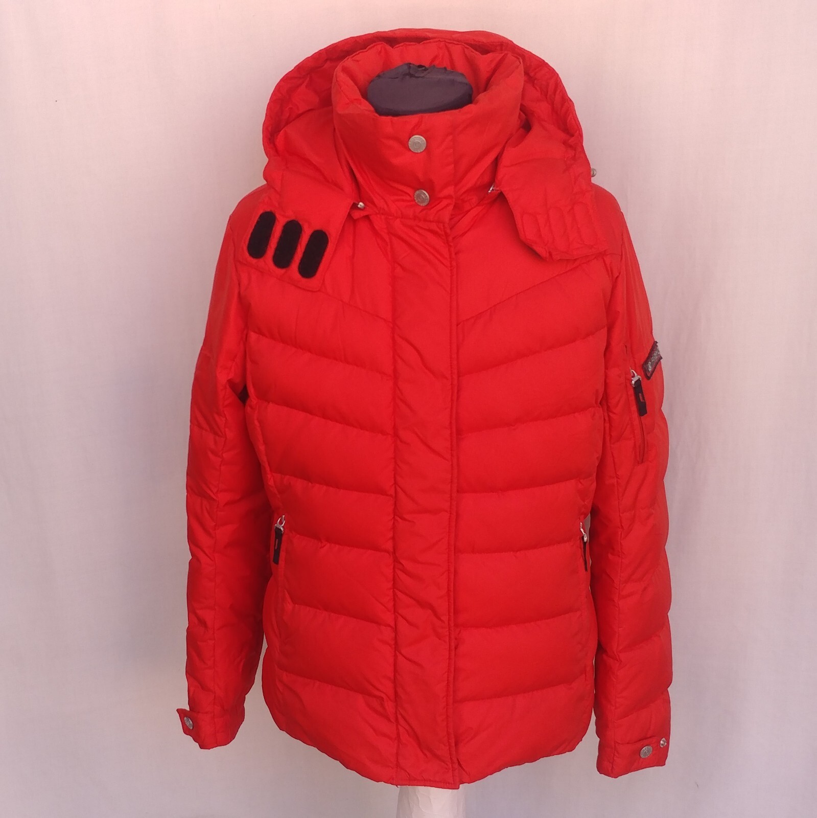 Bogner Fire+Ice Womens 600 Down/Feather Red Ski Jacket Zip Hooded Sz US 10/EU 40 Bogner