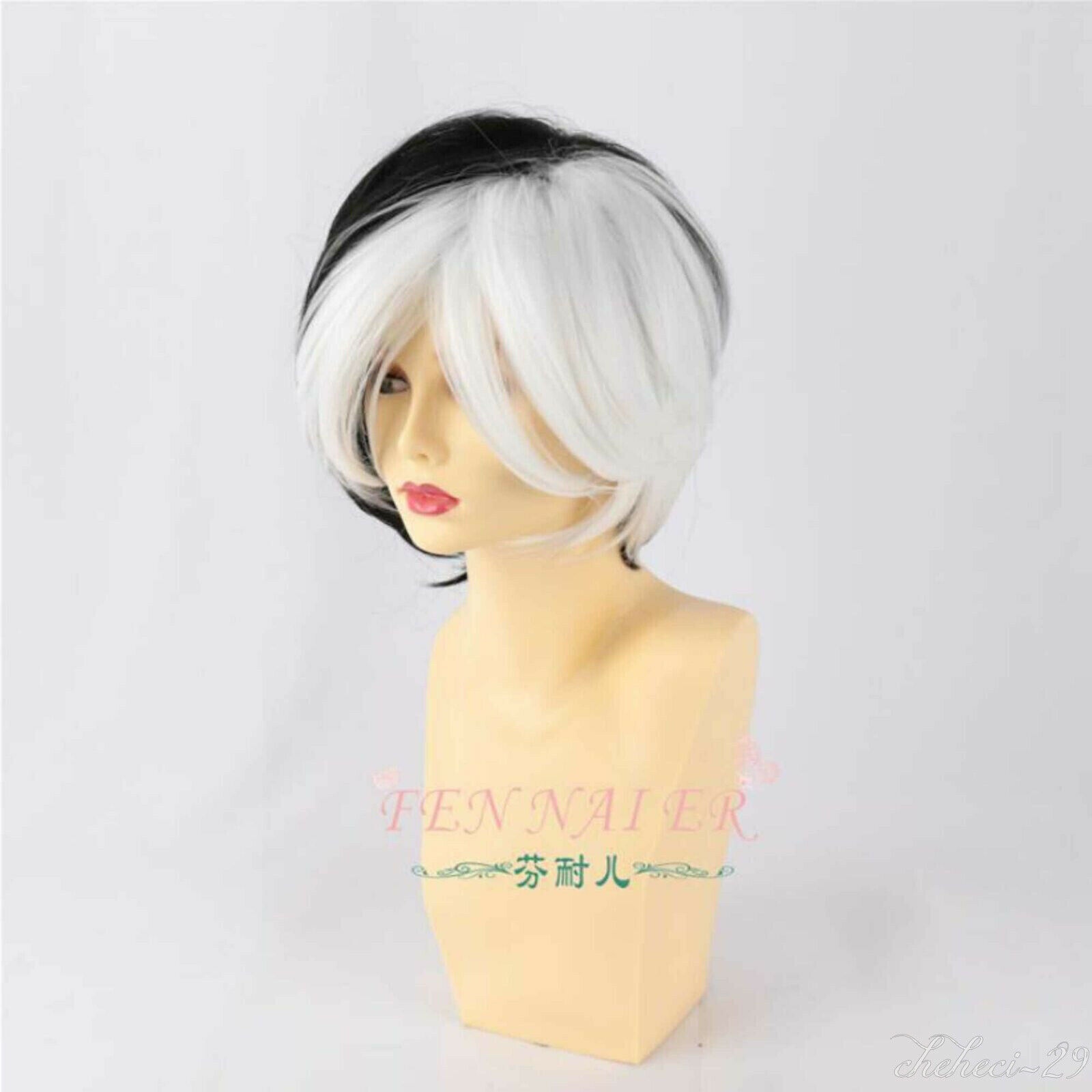 Mix black white Short straight middle parting hair cosplay wig hot wigs Unbranded 3 - фотография #2