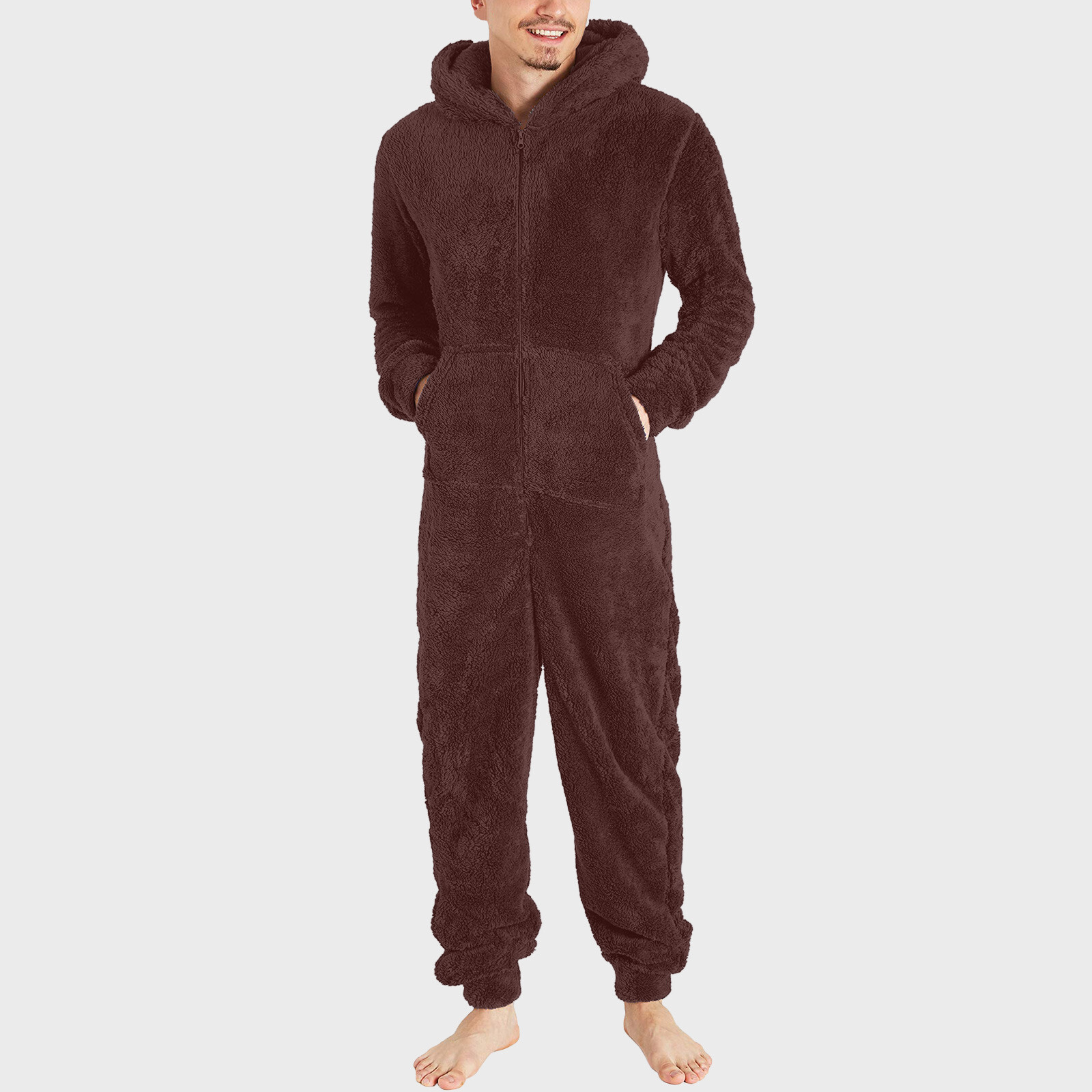 Men Artificial Wool Long Sleeve Pajamas Casual Jumpsuit Pants for Men Formal Unbranded Does Not Apply - фотография #21