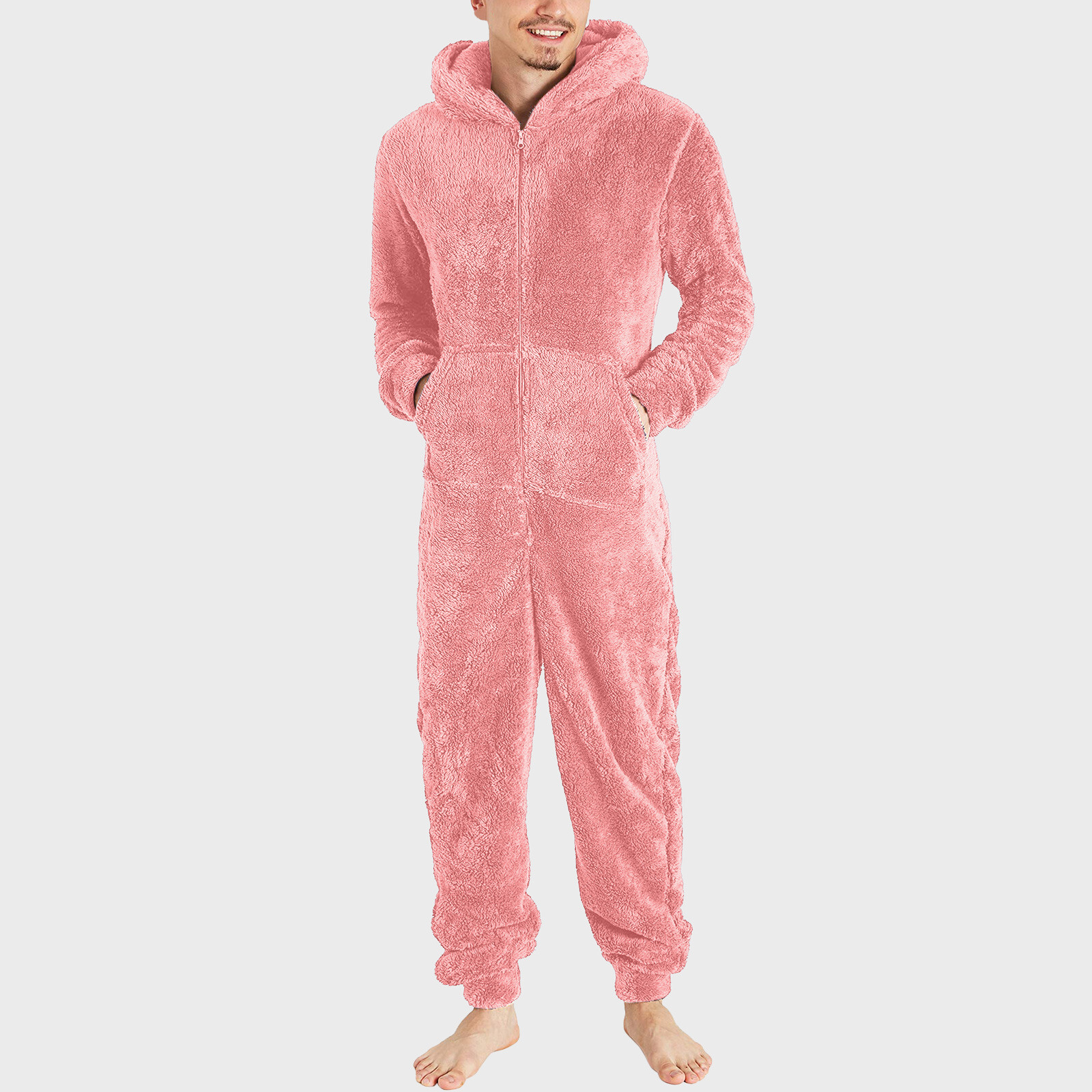 Men Artificial Wool Long Sleeve Pajamas Casual Jumpsuit Pants for Men Formal Unbranded Does Not Apply - фотография #23