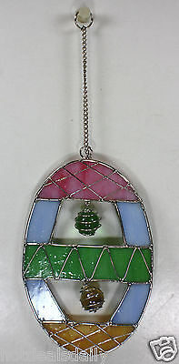 SET OF 3 STAINED GLASS OVAL SUNCATCHERS TIFFANY STYLE MARBLES & WIRE EASTER EGGS Lillian Vernon 044667 - фотография #4