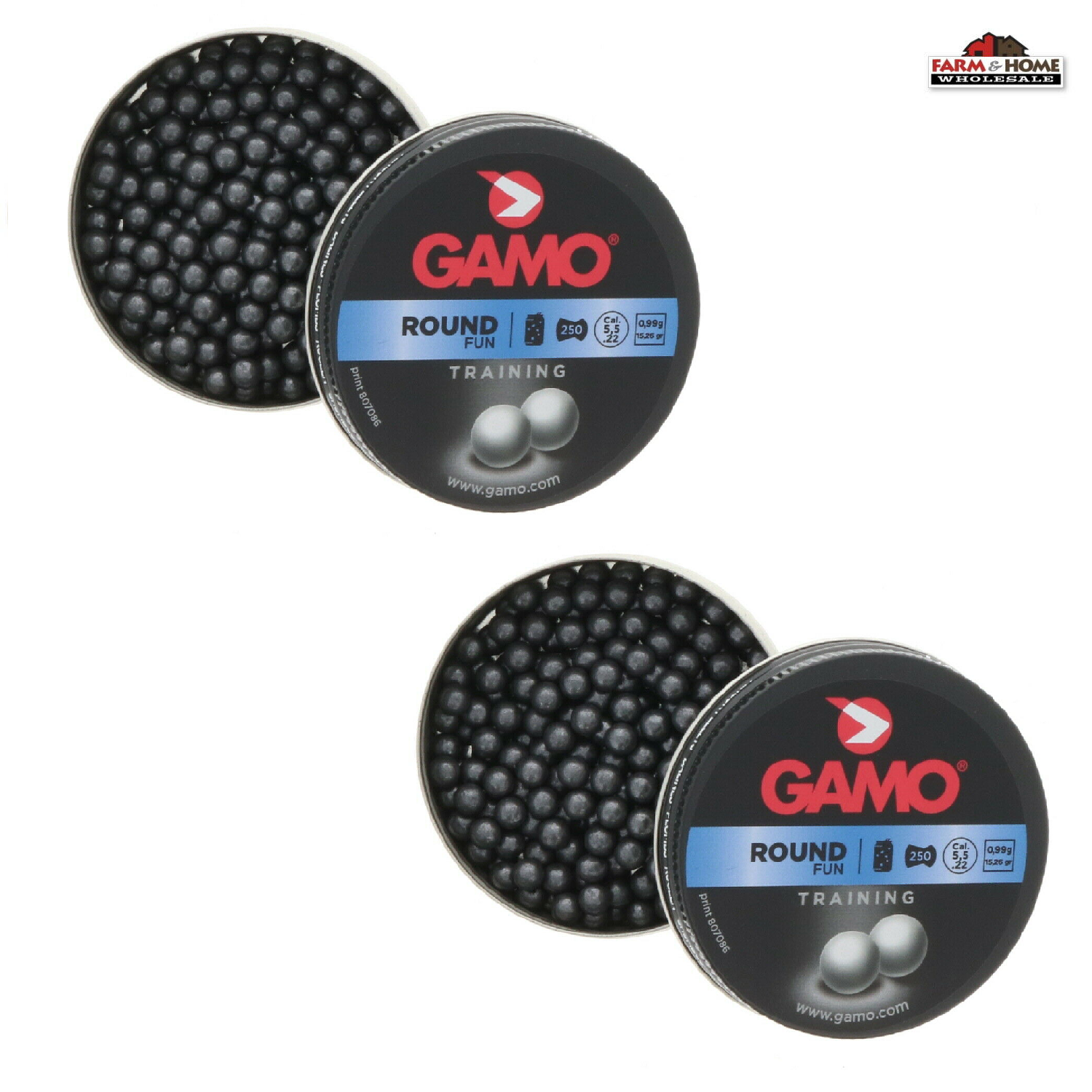 (2) 250 Count Round Ball Training Pellets .22Cal ~ New Gamo Does Not Apply