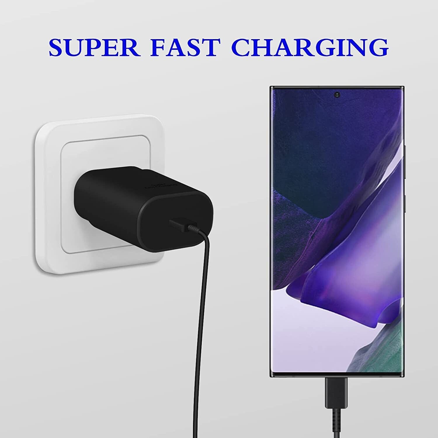 2x GENUINE 25 Watt SUPER Fast Wall Charger & USB-C Cable For Samsung S23 S22 S21 TCoology Quick Charge Rapid Charging, Galaxy S21 S21+ Ultra Plus 5G FE, Galaxy Note 10 10+ Ultra Plus 5G, Galaxy Note 20 20+ Ultra Plus 5G, Galaxy S20 S20+ Ultra 5G Ultra, LG V30 40 50 60 Stylo 4 5 6, Power Delivery PD, Galaxy A20 A21 A22 A50 A51 A52, LG V30 V40 V50 V60 Stylo 4 5 6, Galaxy Tab S3 S4 S5 S6 S7 Pro, Extra Long Charger Cord Wire Plug, Galaxy A70 A71 A32 S10 S10+ Plus, Galaxy S10e/S9/S9+/S8/S8+ Plus, 2020 2018 iPad Pro 11/12.9, Motorola Moto Edge Plus One Zoom, Moto G 5G Plus Hyper One Vision G8 G9, Galaxy A90 A91 A92 A72 S8 S9 Plus, Galaxy Note 8 9 Tab S8 Pro - фотография #2
