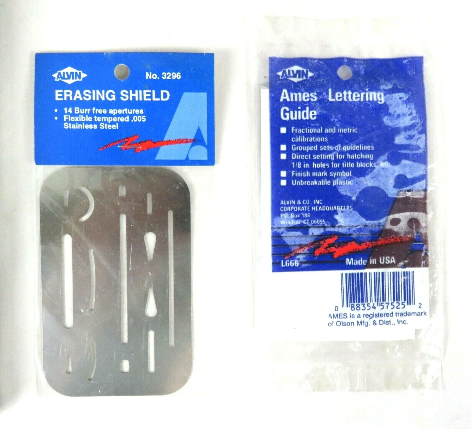 ALVIN Drafting Tools Kit Erasing Shield Lettering Guide Bag Duster EUC 5 Pieces Alvin - фотография #2