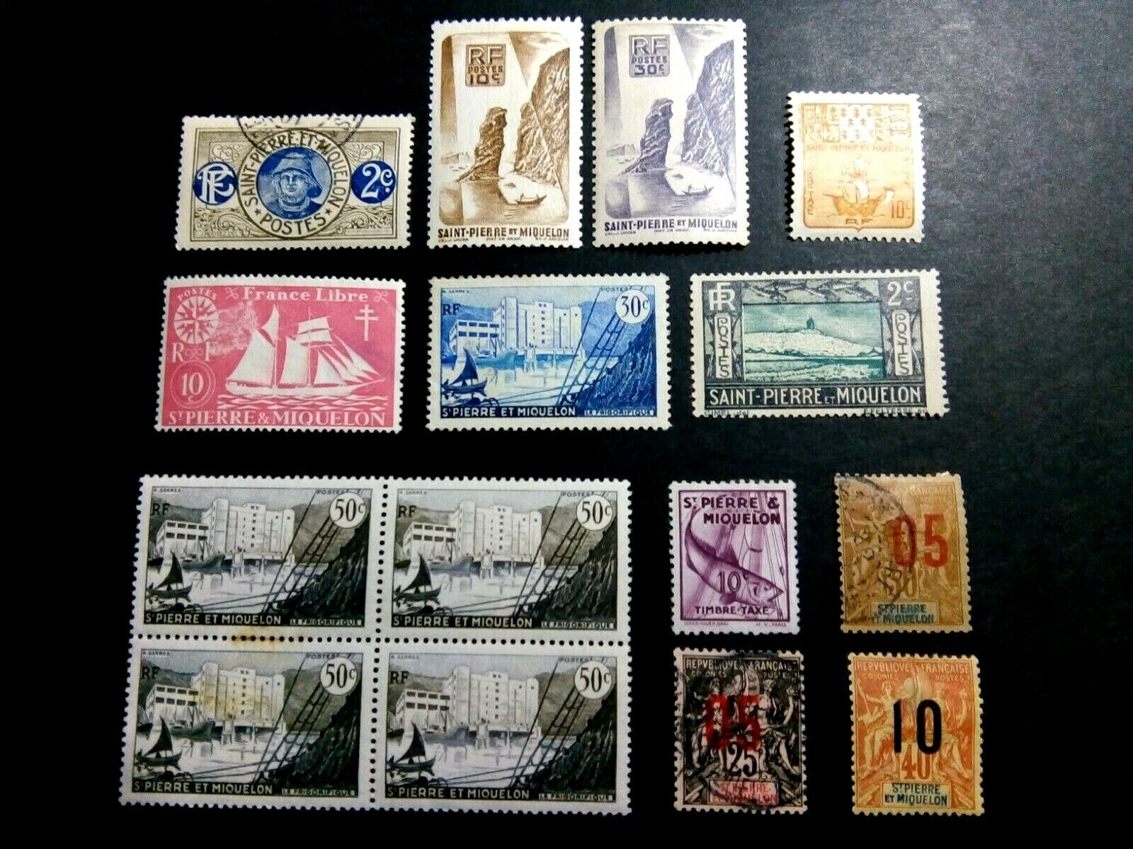 Saint Pierre et Miquelon Fringe colonies 1909-1955, 15 mint and used stamps Без бренда