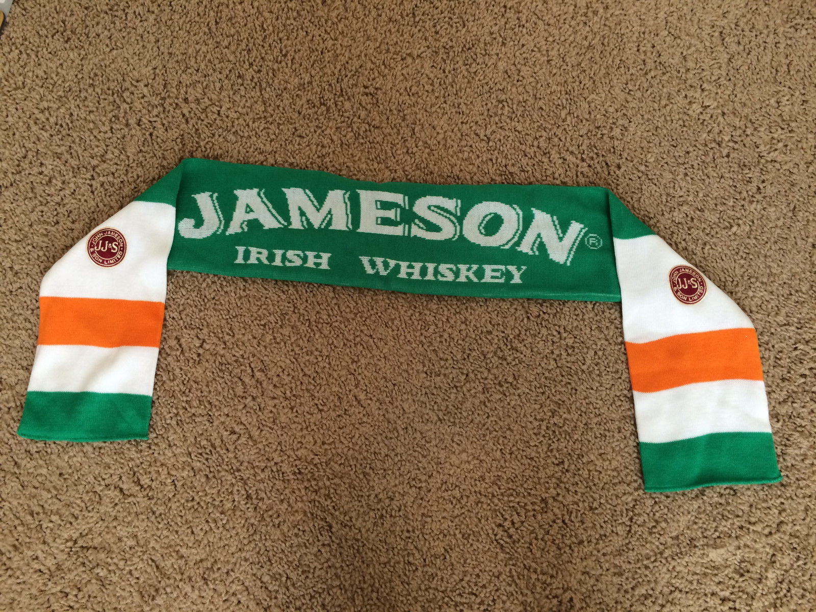 Jameson Whiskey St Patricks Day Embroidered Irish Flag Unisex Knitted Scarf, NEW Jameson - фотография #3