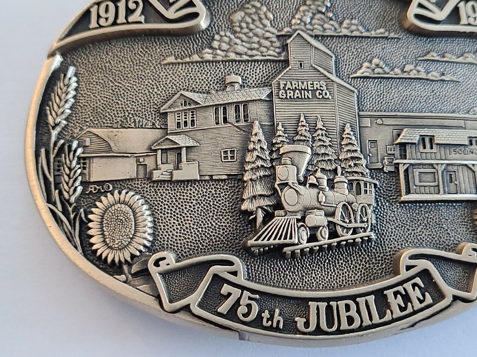 VTG North Dakota Belt Buckle Nortonville 1912-1987 75th Jubilee Solid Brass Mint Без бренда - фотография #3
