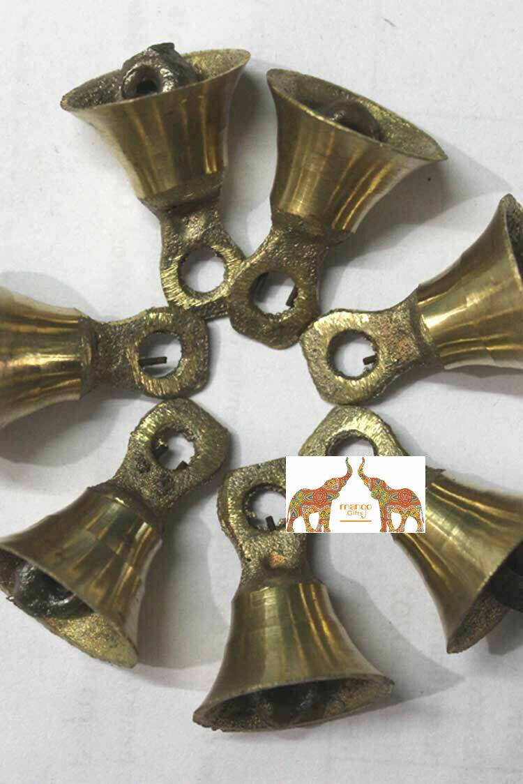 Brass Metal Bells Gold Finish Handmade Indian Vintage Style Indian Crafts 12 Pcs Handmade Bells - фотография #5