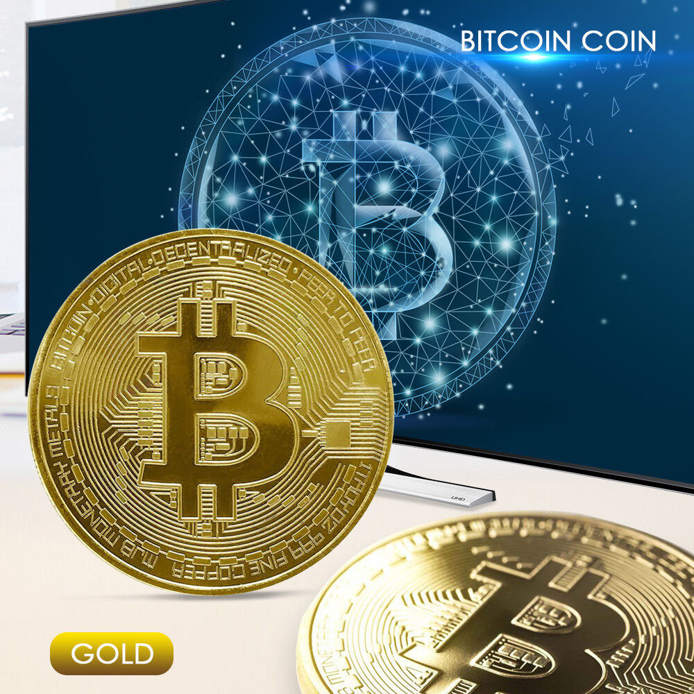 New Gold Plated Bitcoin Coin Collectible BTC Coin Art Collection Gift Physical Без бренда - фотография #8