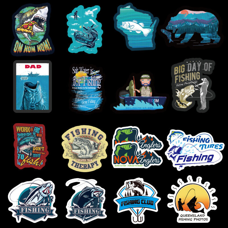 50pcs Fishing Stickers Pack Decal Vinyl Luggage Laptop Gift Kayak Boat Truck Car Hyperealm Does Not Apply - фотография #4