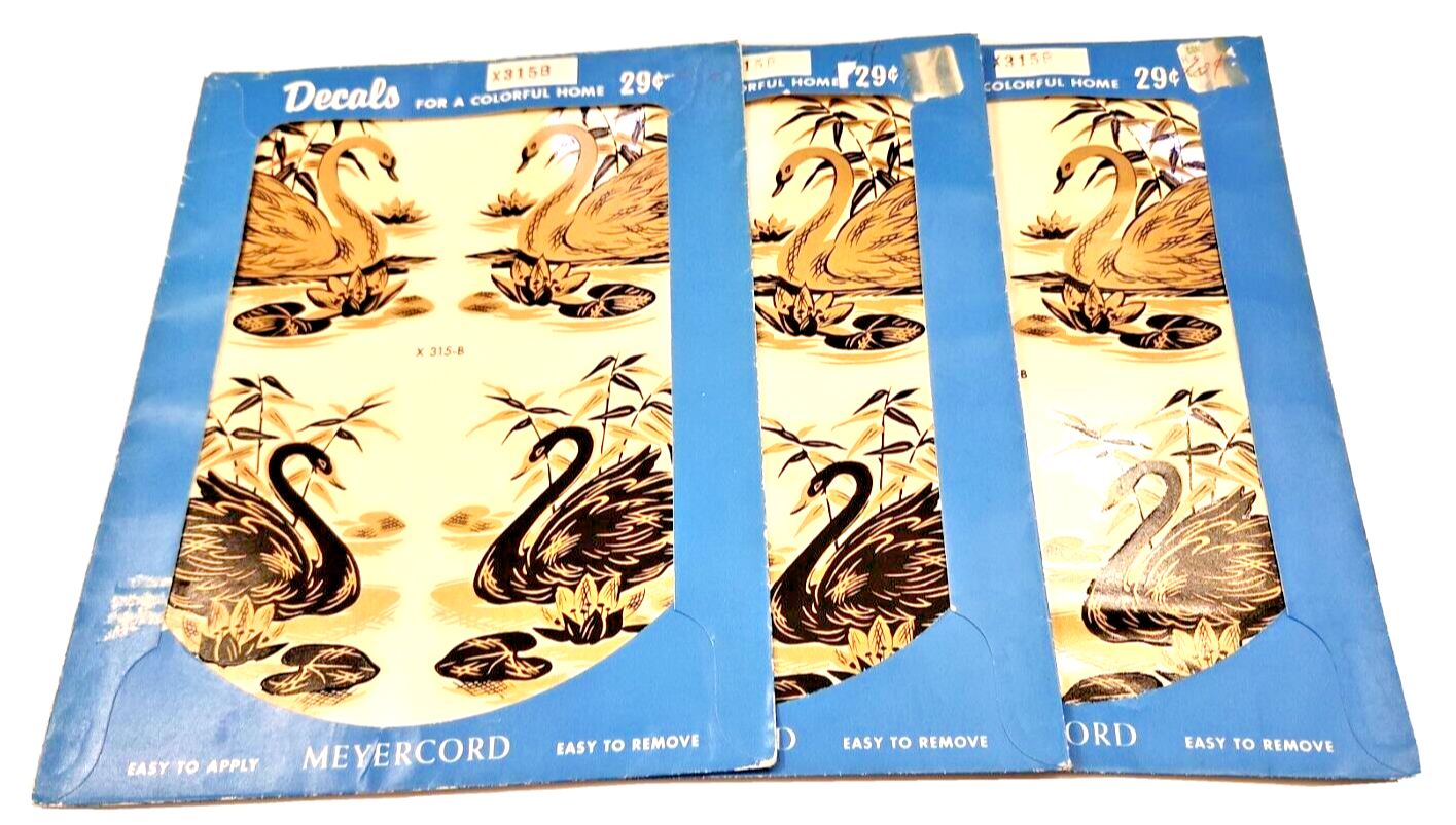Meyercord Decals  Black Gold Swans Design X315B New Old Stock  Lot of 3 READ Meyercord Does Not Apply - фотография #5