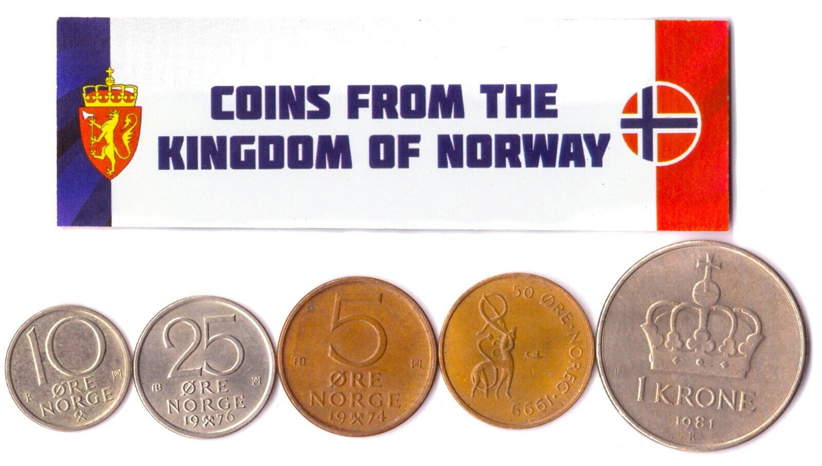 5 COINS FROM NORWAY. OLD SCANDINAVIAN CURRENCY. VALUABLE MONEY (ORE, KRONE 1958) Без бренда - фотография #3
