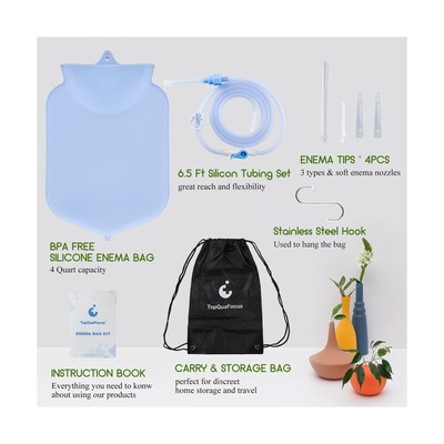 TopQuaFocus 4 Quart Large Enema Bag 3 Quart Clear Non-Toxic Silicone for Coff... TopQuaFocus Does not apply - фотография #2