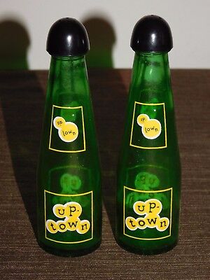 VINTAGE KITCHEN SALT & PEPPER SHAKERS CANADA UP TOWN GLASS BOTTLES Unbranded - фотография #3