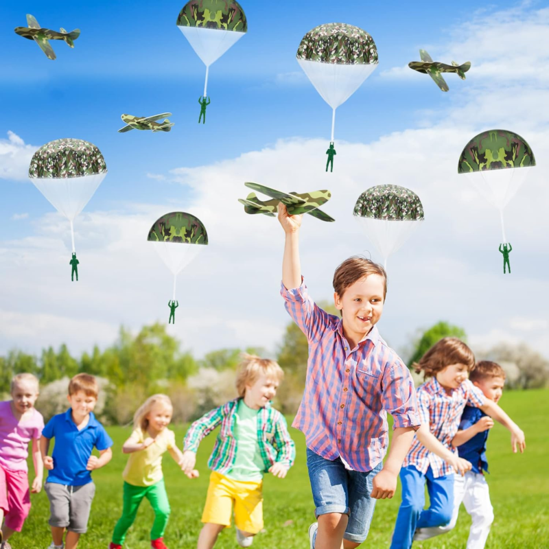 20 PCS Parachute Toys and Camouflage Foam Airplanes Set, Parachute Army Men Toys Does not apply - фотография #5
