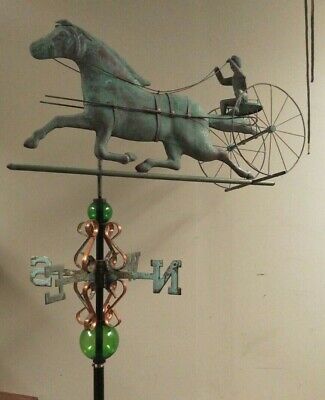 HORSE & BUGGY Weathervane,Antiqued copper,ALL PARTS,sold as shown.No roof mount COBRAPROINC