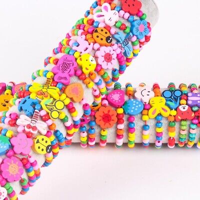 Wholesale 30pcs Bracelets Toy Handmade Kids Children Cartoon Animal Wood Beads Unbranded