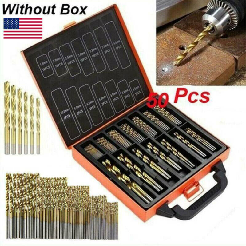 50pcs Drill Bit Set Titanium Coated HSS High Speed Steel Hex Shank Quick Change! Unbranded Does not apply