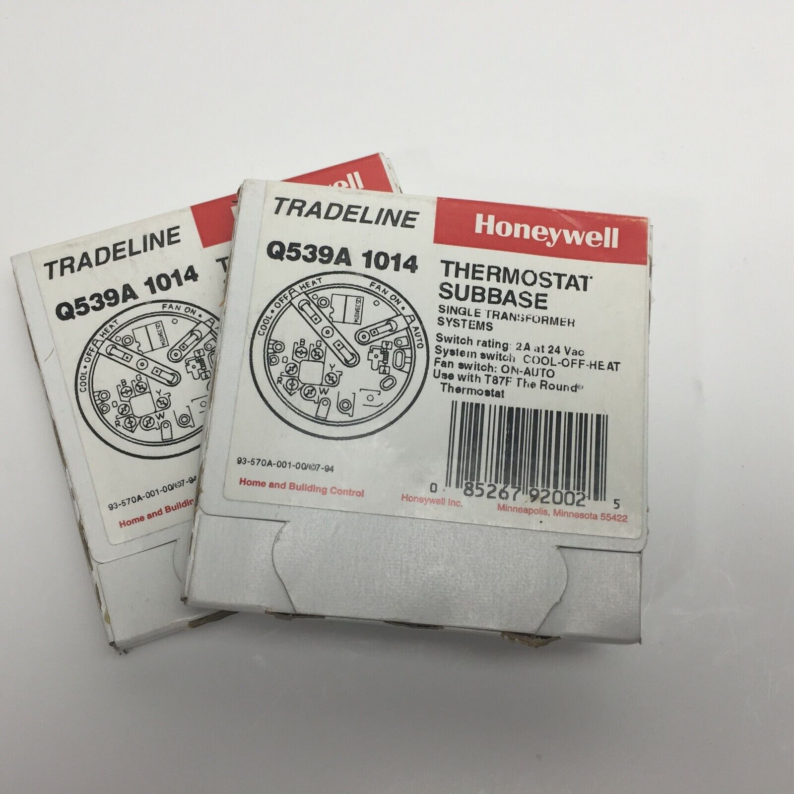 2 New In Box Honeywell Sub-base for the "ROUND" Thermostat Q539A 1014 Honeywell Q539A 1014