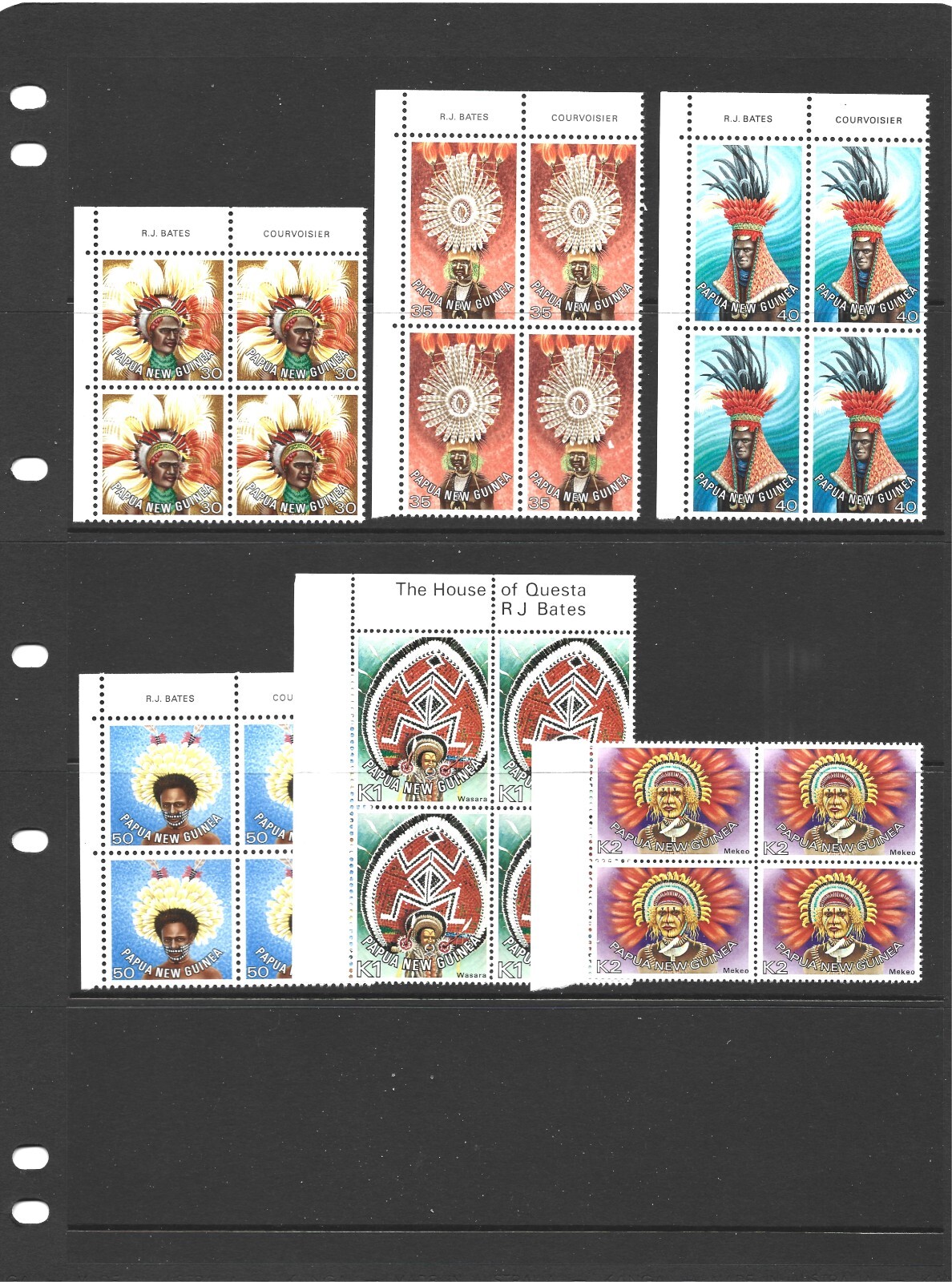 PAPUA NEW GUINEA, 1977/78 HEAD DRESSES (12) x 4, 48 STAMPS, S.G No 318-329 MNH** Без бренда - фотография #2