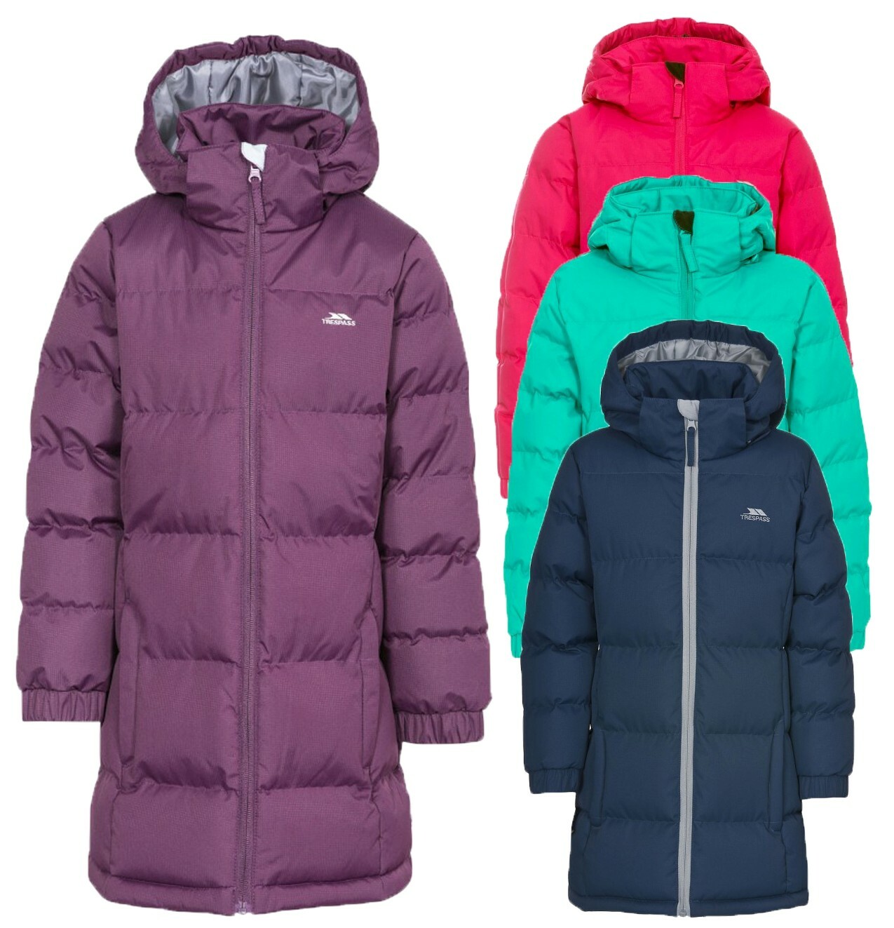 TRESPASS GIRLS PADDED JACKET/COAT WITH ZIP OFF HOOD SCHOOL WEAR Ttfy KIDS Trespass