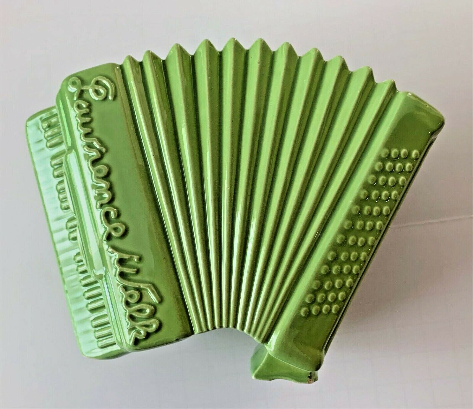 Lawrence Welk 2 Green, Ceramic Planters/Accordion Shape/1950's/Great Condition! Без бренда
