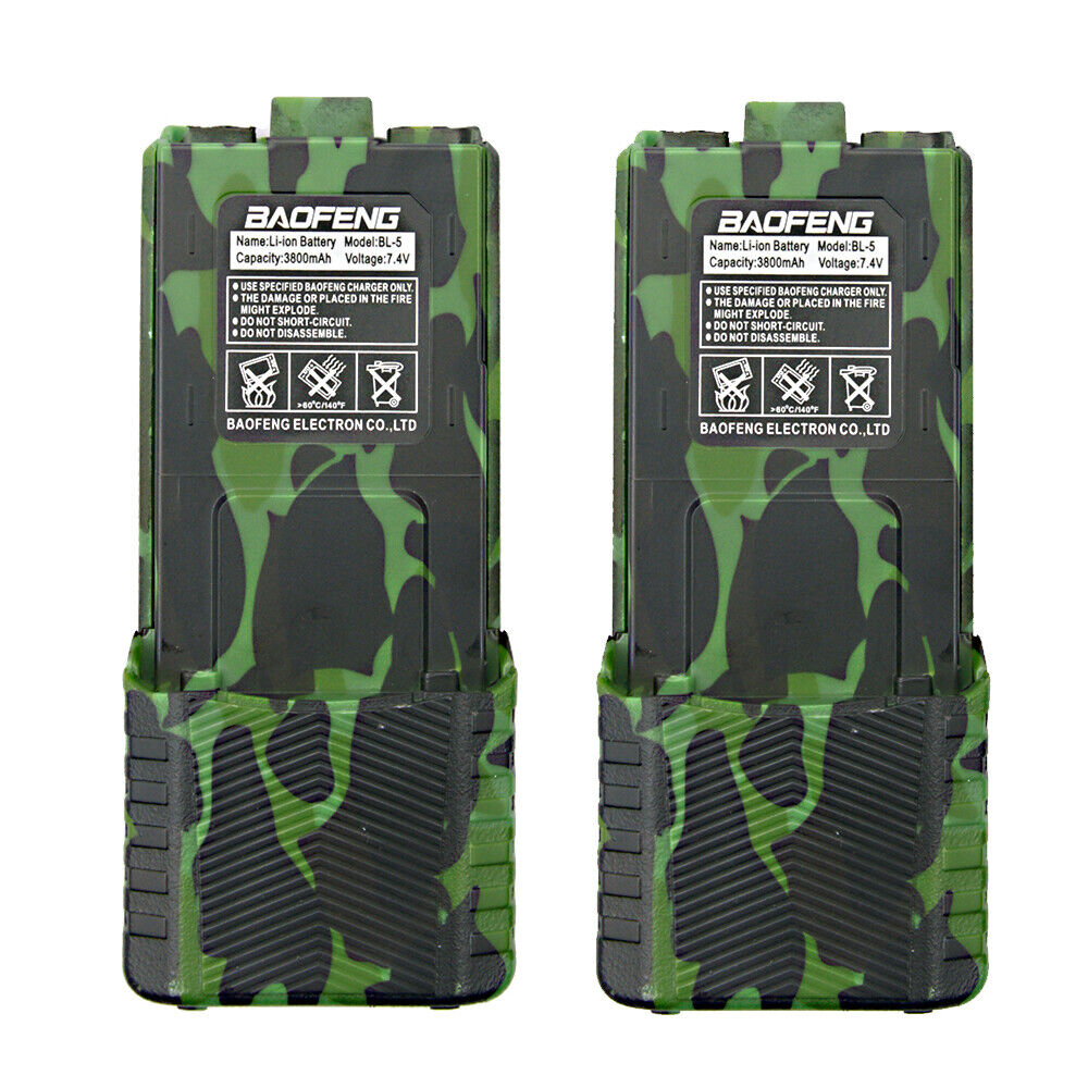2X Brand New Baofeng UV5R series 7.4v 3800mAh Li-ion Extended Battery Camo Green Baofeng Does Not Apply