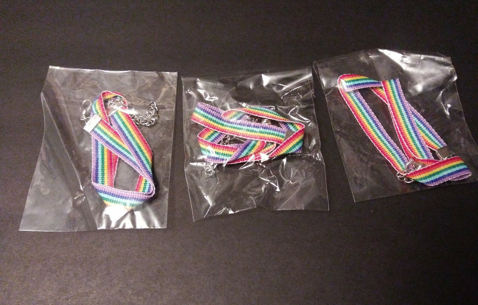 🌈 NIP- Vintage- 90's Style- LGBT Rainbow Choker Necklace Lot- 3 Necklaces!! Handmade - фотография #2