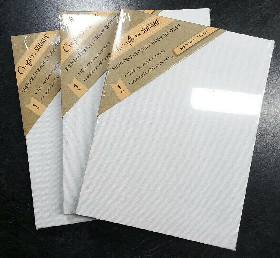 3pk 6"x8" White Cotton Stretched Art Canvases Canvas 1/2" Painting Acrylic Oil Unbranded Does Not Apply