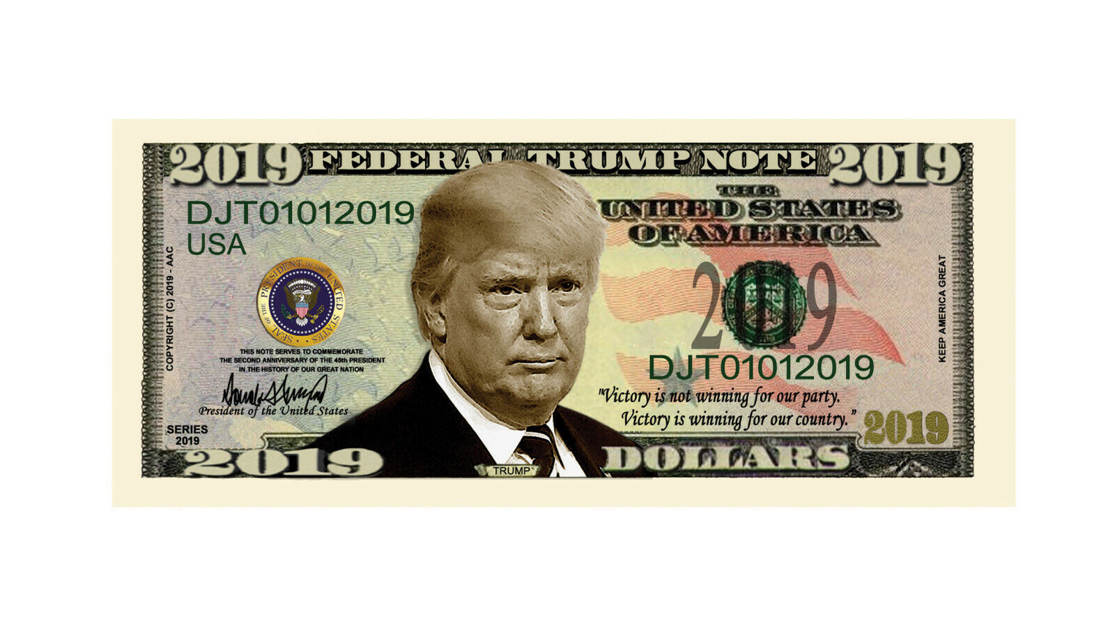 Donald Trump 2019 Pack of 100 Presidential Collectible Novelty Dollar Bills Без бренда - фотография #2