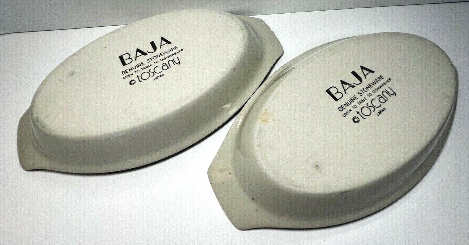 Toscany Japan Stoneware Baja, Two, Individual Casserole Dish Ivory w Brown Trim Toscany BAJA - фотография #3