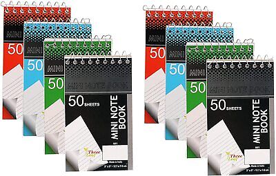 Personal Mini Notebooks 3" x 5" College Ruled 50 Pages per Notepad - Pack of 8 Northland Wholesale 3Leaf-841-2pk